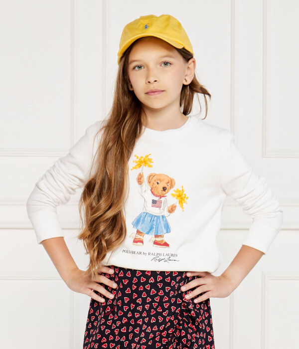 Толстовка детская Polo Ralph Lauren с фирменным медведем, белый — фото 3