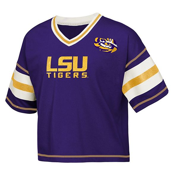 Детская футболка с v-образным вырезом LSU Tigers Gridiron в фиолетовом цвете Outerstuff — фото 3