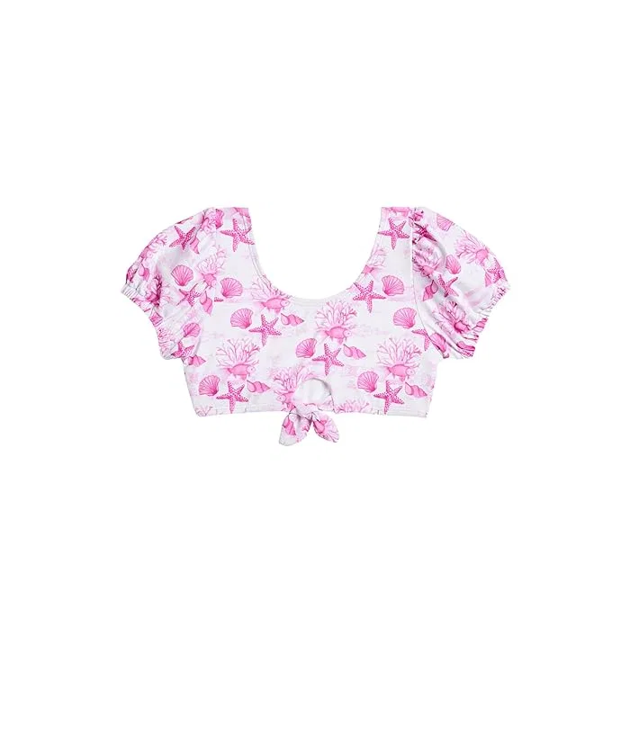Купальник бикини с рукавами-фонариками Lagoon Puff Sleeve Bikini Snapper Rock Kids, Pink — фото 2