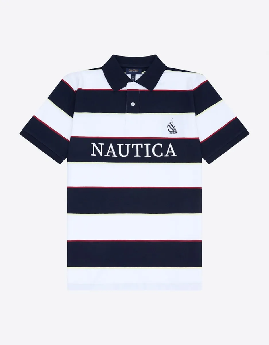 

Мужская классическая рубашка поло с коротким рукавом Nautica, тёмно-синий