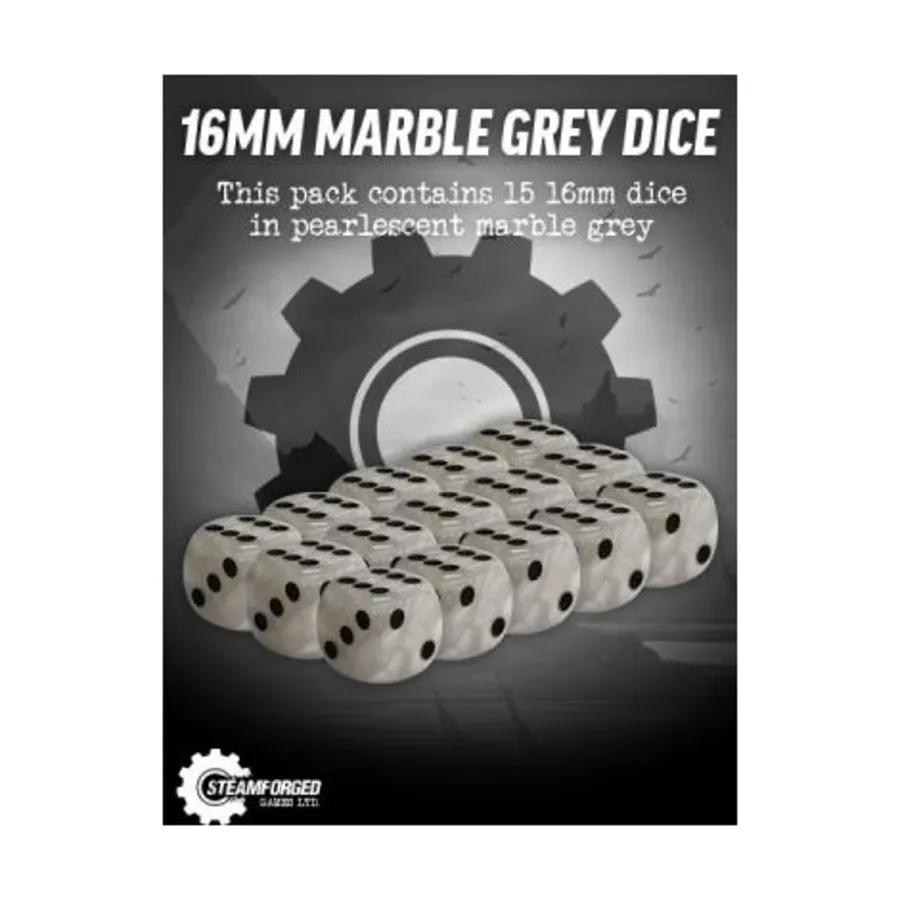 

d6 16 мм мраморно-серый (15) — жемчужный, Steamforged Gaming Accessories - Dice