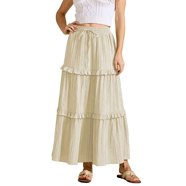 

Женская юбка миди с завязкой на талии и воланами по подолу Clearflower, Beige