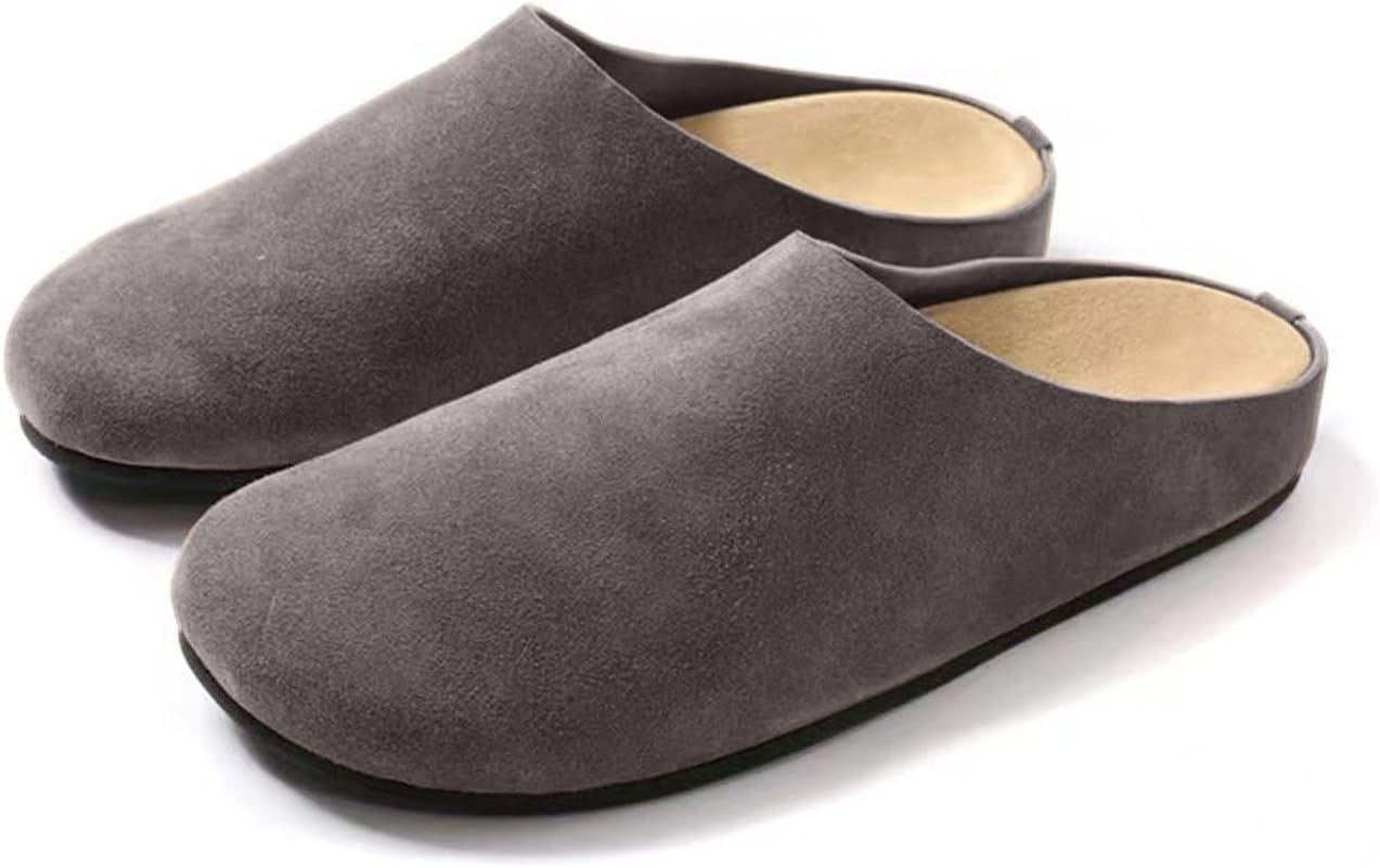 

Женские сабо Kubbon Suede, мужские сандалии с поддержкой свода стопы, мягкая пробковая стелька, кожаные мюли с круглым носком, удобные сабо на каждый день, домашняя и уличная обувь, серый