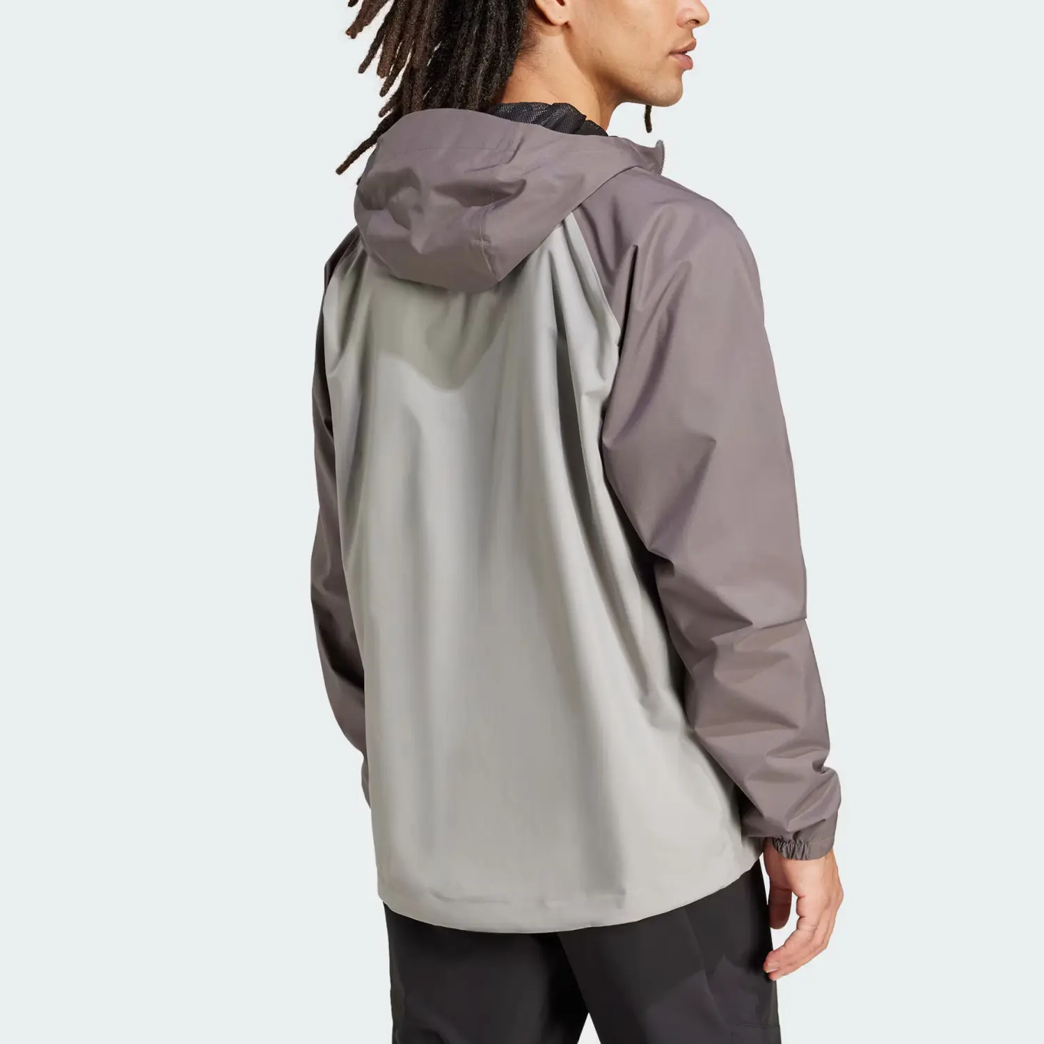 Adidas Куртка мужская дождезащитная, Pure Ice Gray/Charcoal Gray/Black — фото 4
