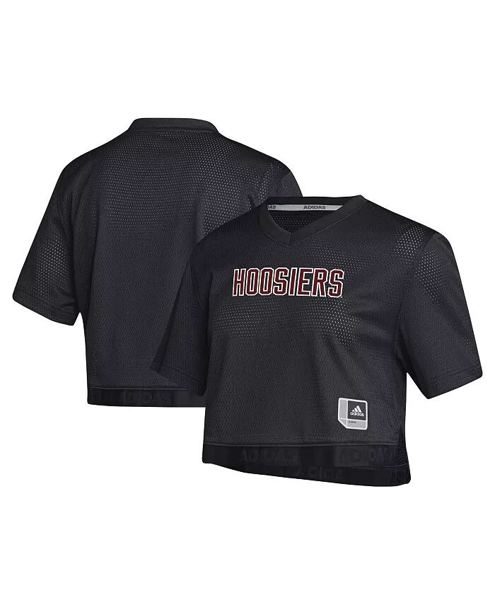 

Женская черная укороченная майка Indiana Hoosiers Primegreen с V-образным вырезом adidas