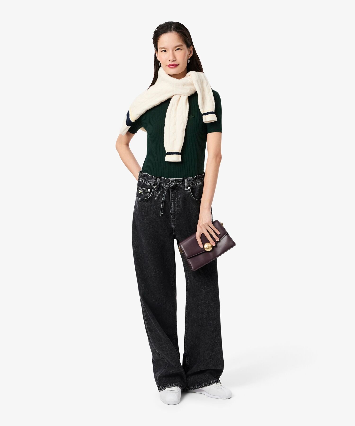 Свитер LACOSTE вязаный, 3D-вязка, мериносовая шерсть, Dark Green — фото 4