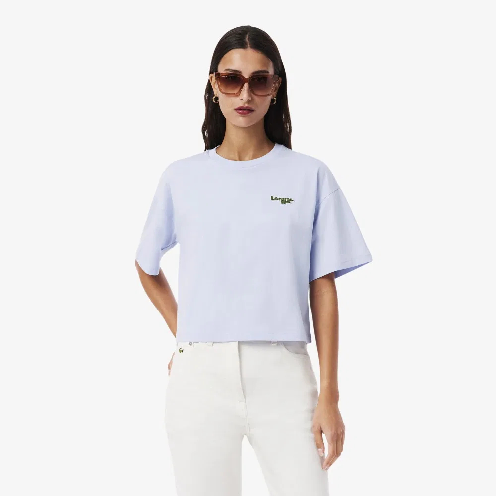 Футболка Lacoste Soft Branding светло-лавандовая полуукороченная