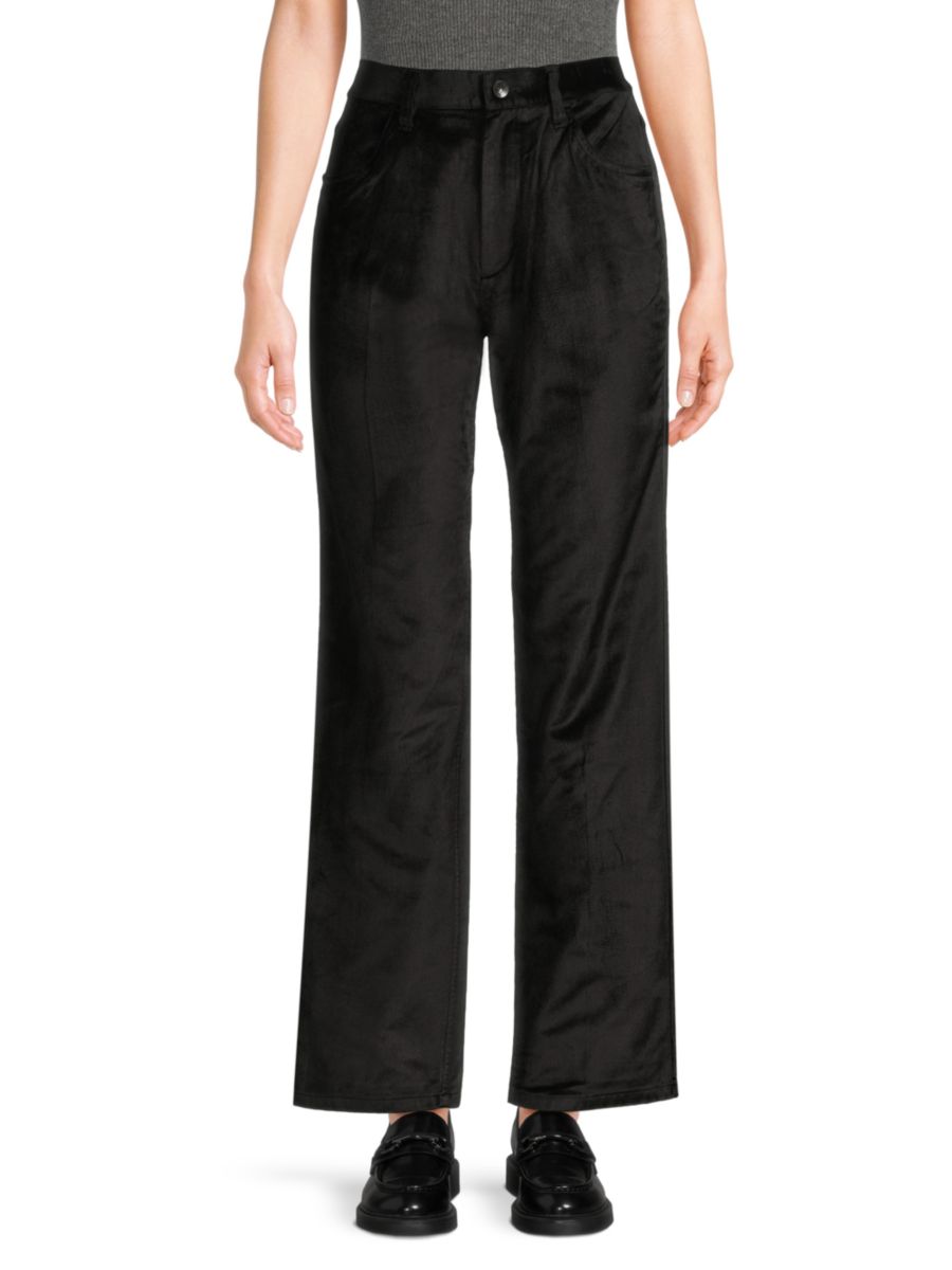 

Бархатные брюки с высокой талией Jacey rag & bone, черный