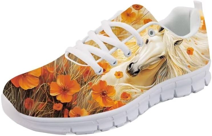 

Кроссовки Forchrinse с милым рисунком мопса, спортивные, для бега и занятий в спортзале, унисекс, легкие, на шнуровке, спортивные кроссовки, Horse Floral