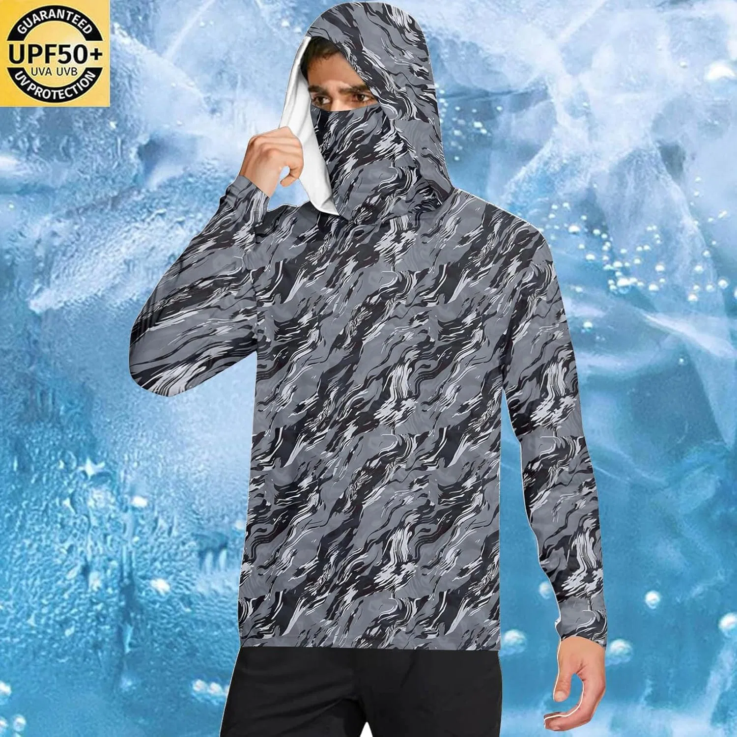 Мужской активный худи с защитой UPF 50+, бренд Generic, цвет 01-dark Gray — фото 2