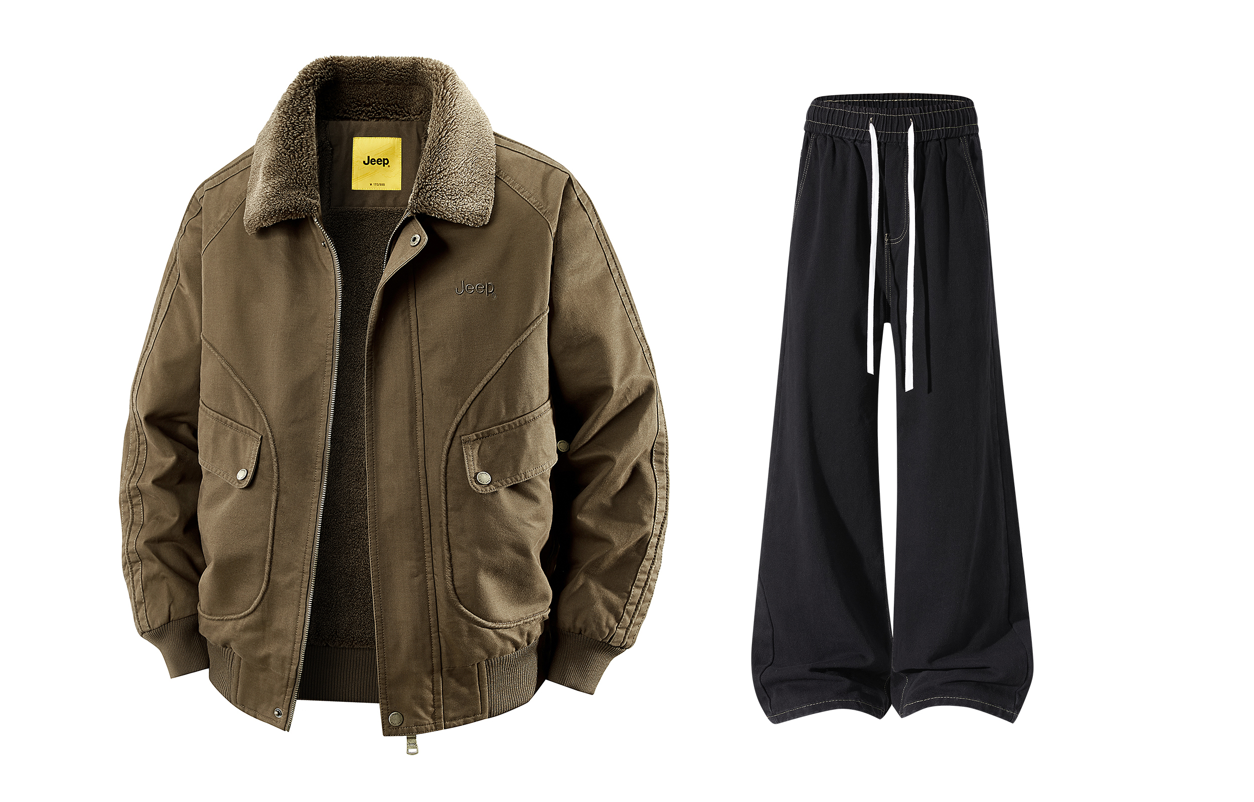 

Повседневный спортивный костюм Unisex с лацканами, утолщенный и с флисовой подкладкой Jeep, camel+черный серый fleece-lined jeans