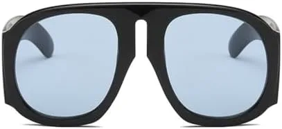 

Солнцезащитные очки 2027 года для женщин, большие очки для женщин и мужчин, черная широкая оправа, ретро-очки, защита от УФ-излучения UV400 MTZJH, Black Blue