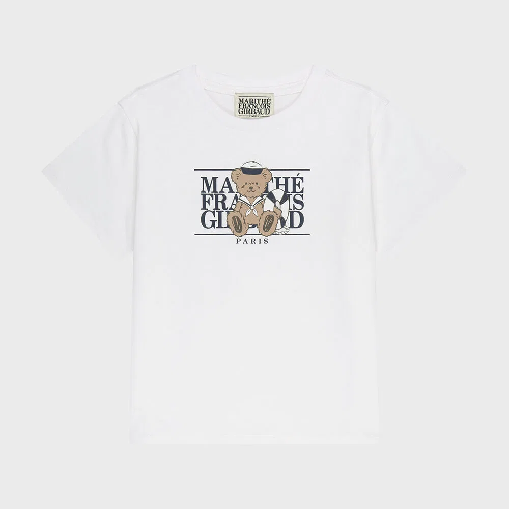 Детская футболка Kids Marine Bear Classic Logo белая от Marithé Kids — фото 2