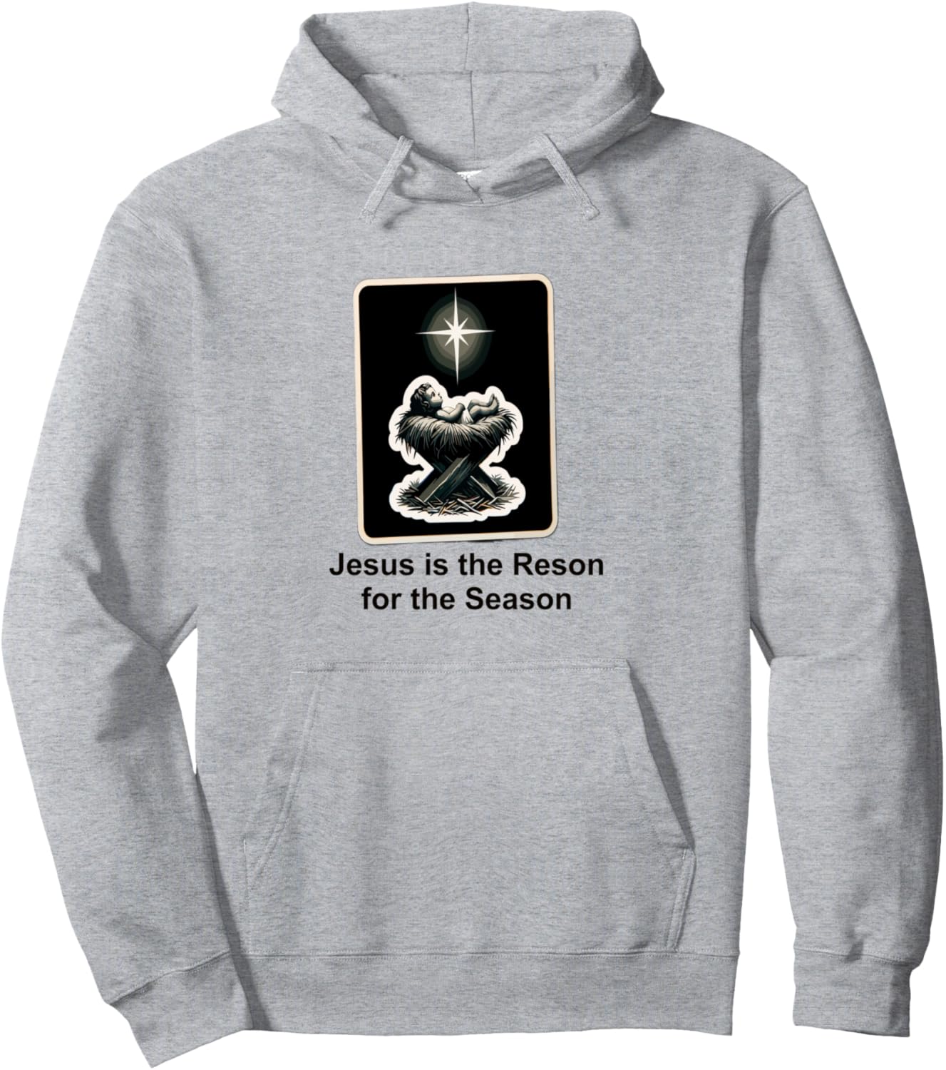 

Худи с изображением яслей Иисуса в рождественский сезон Jesus Is The Reason For The Season Manger, серый