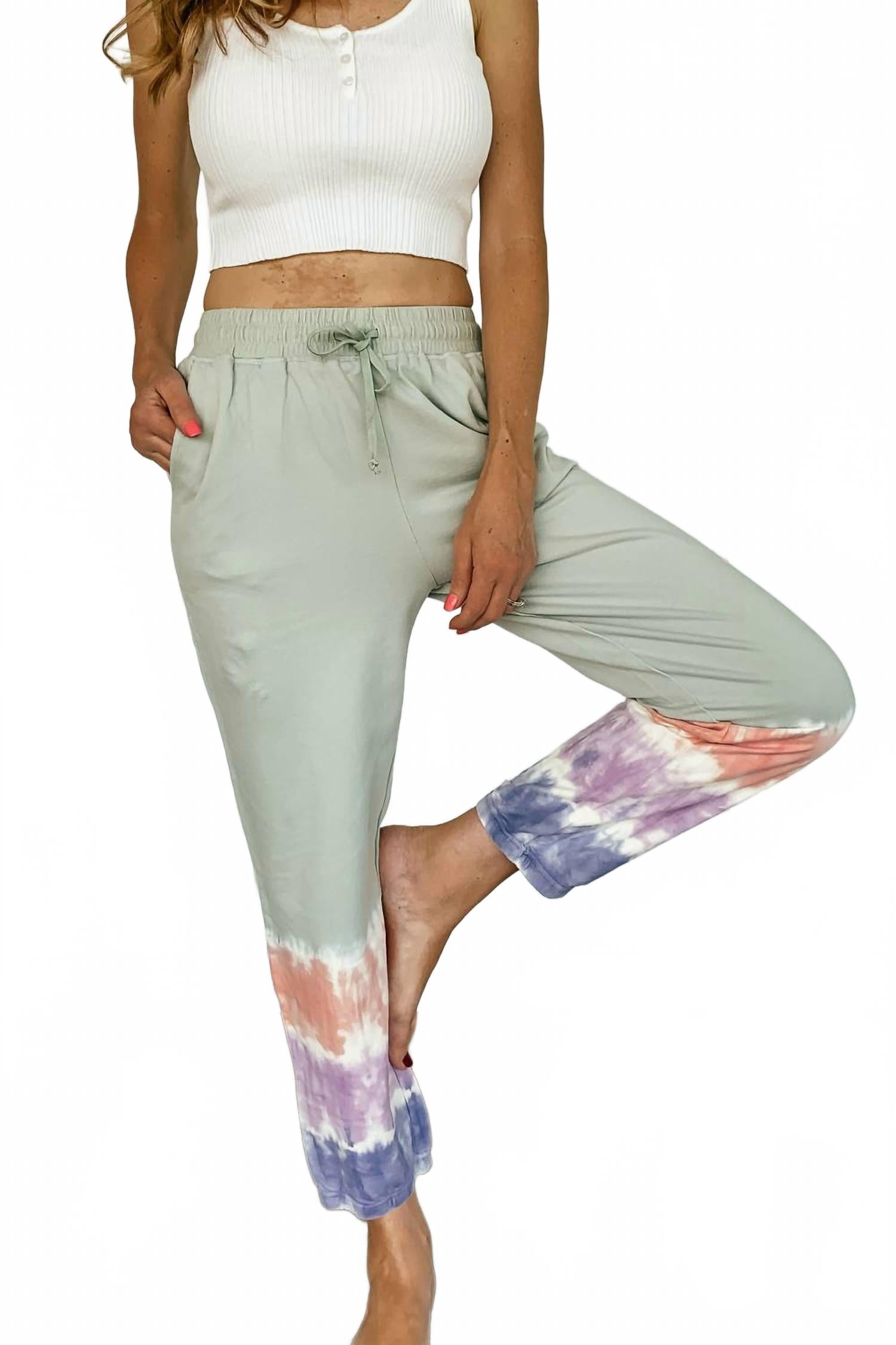 

Тиара Джоггеры в технике тай-дай зеленые Hem & Thread