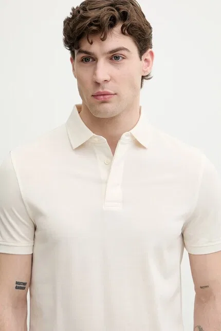 Футболка поло хлопок модель Polo Tommy Hilfiger, бежевый — фото 4