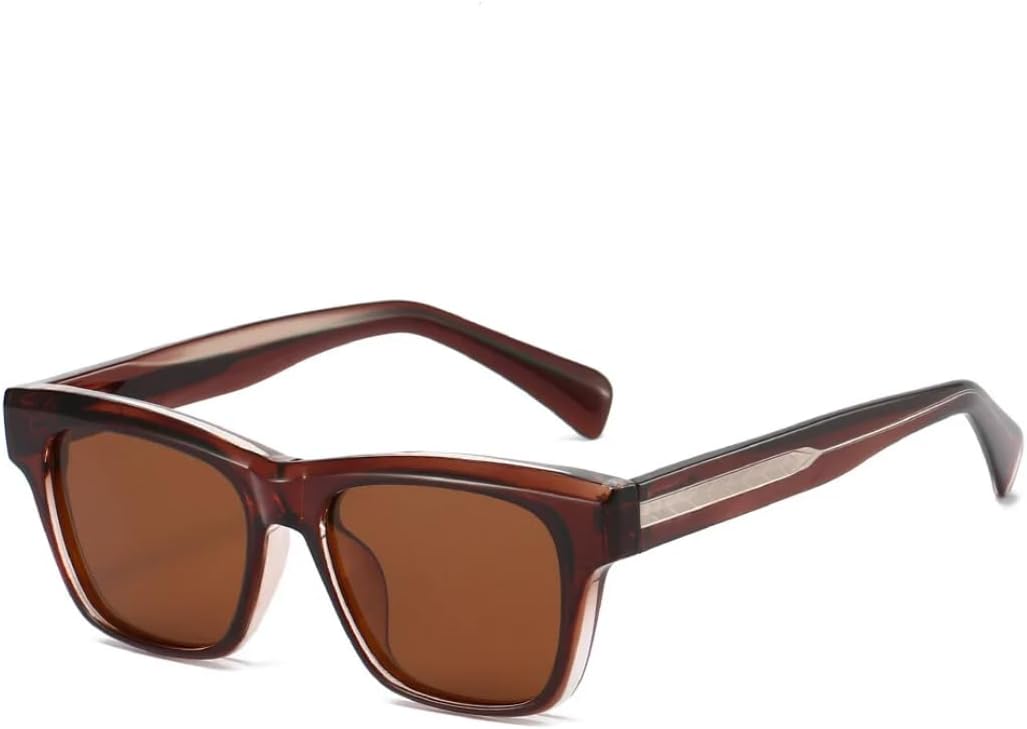 

Солнцезащитные очки женские, унисекс, мужские, с дужками из нержавеющей стали, защита от УФ-излучения UV400, квадратной формы, для вождения, повседневной носки TVTBBVV, Brown Tea