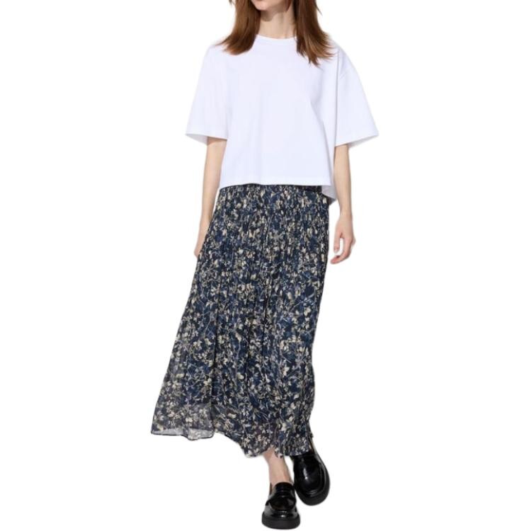 

Повседневная длинная юбка женская темно-синяя Uniqlo