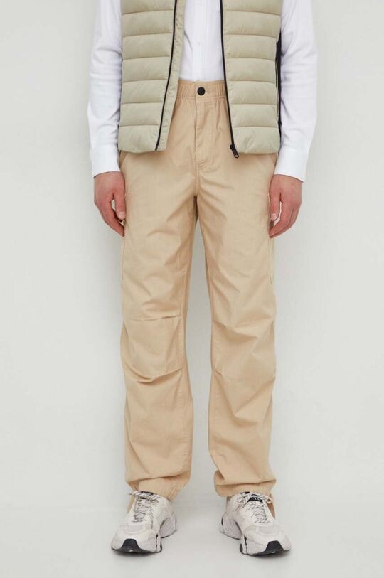 Хлопковые брюки Calvin Klein Jeans, бежевый