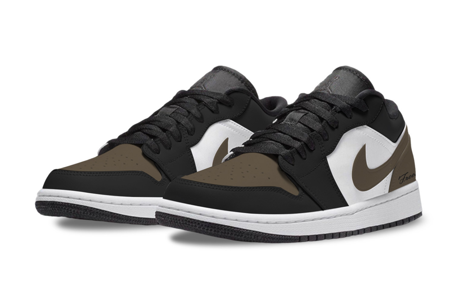 Air 1 Black Magic Khaki Black F нескользящие устойчивые к истиранию низкие детские баскетбольные кроссовки Jordan, черный коричневый — фото 4