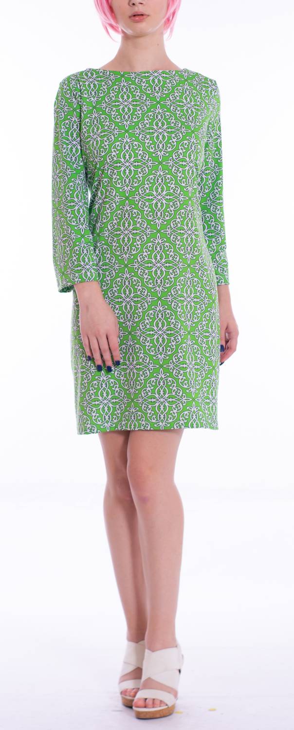 

Мини-платье Кэндис в зелено-белом икате Michelle Parisou, Green/White Ikat