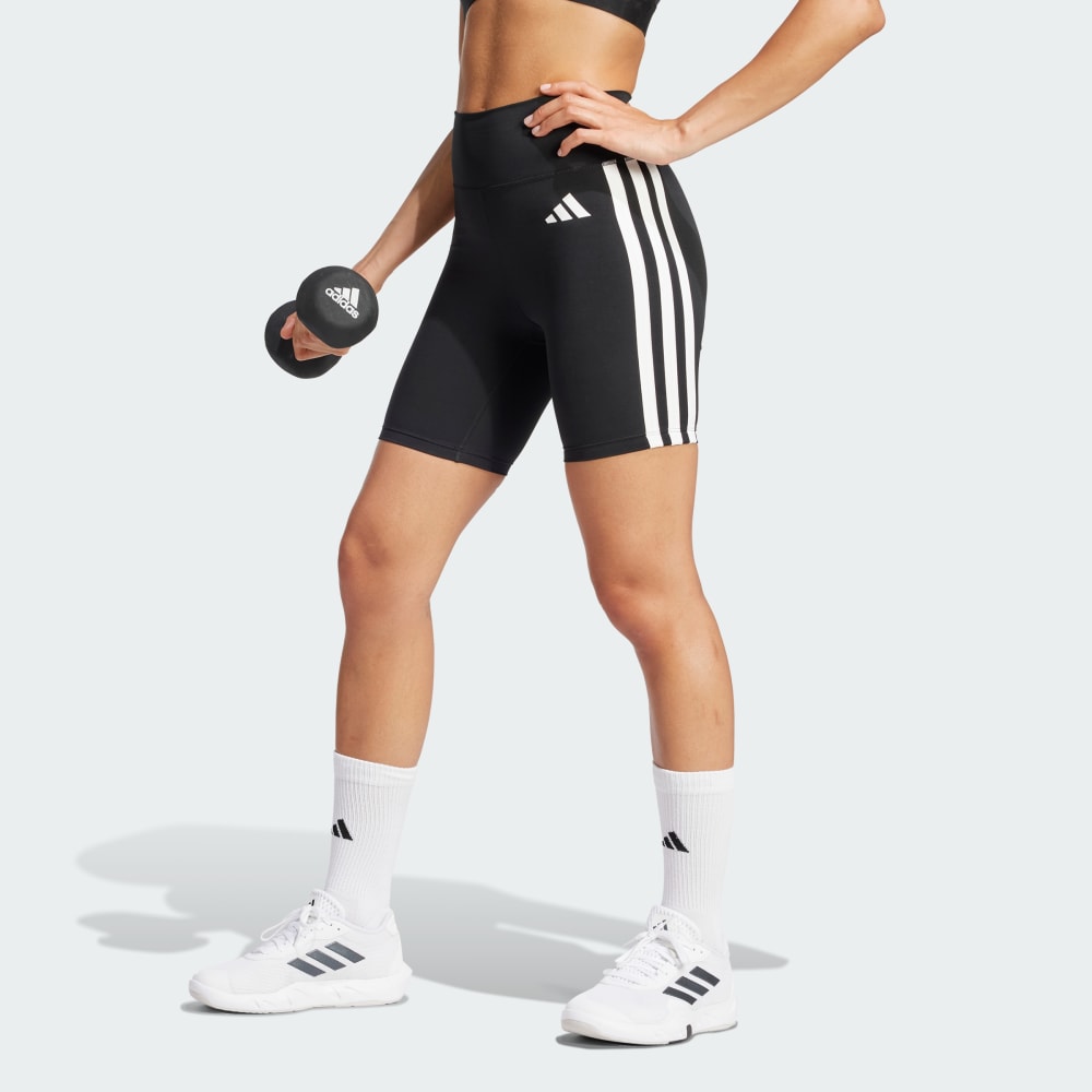 

Спортивные шорты-леггинсы Adidas Optime Essentials 3-Stripes Short Leggings, черный/белый