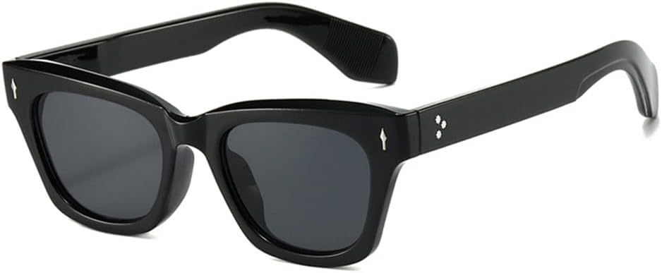 

Солнцезащитные очки Clear Ocean Lens Shades UV400 для женщин, модель «кошачий глаз», с декоративными заклепками, модные солнцезащитные очки для мужчин, темно-зеленого цвета generic, Black Gray