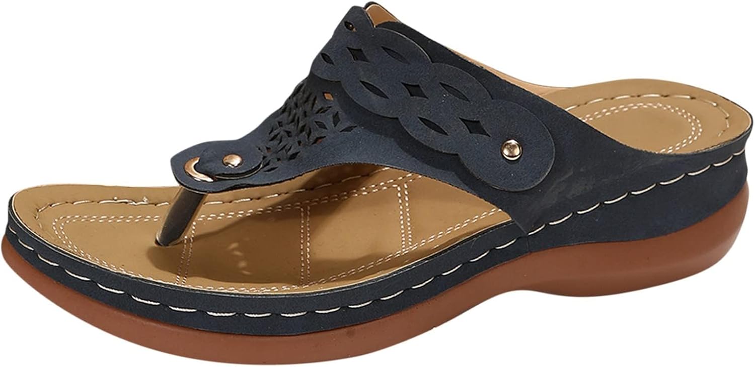 

Ортопедические сандалии ZWRXW для женщин с поддержкой свода стопы, модные ортопедические шлепанцы, сандалии для йоги, удобные для ходьбы, бохо-шлепанцы, легкие обувь для дома и улицы, темно-синий