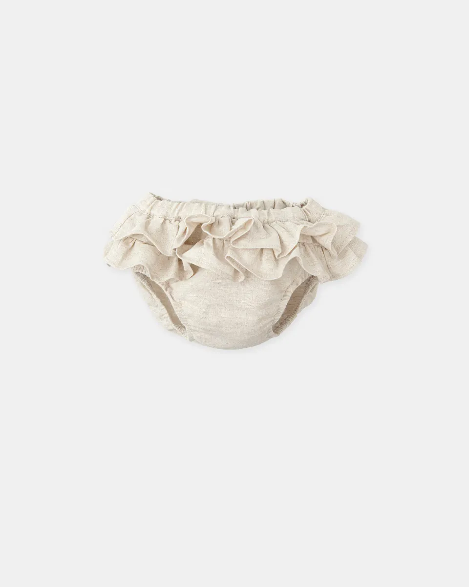 

Льняные шорты Baby girl с шароварами и рюшами Tutto Piccolo, бежевый