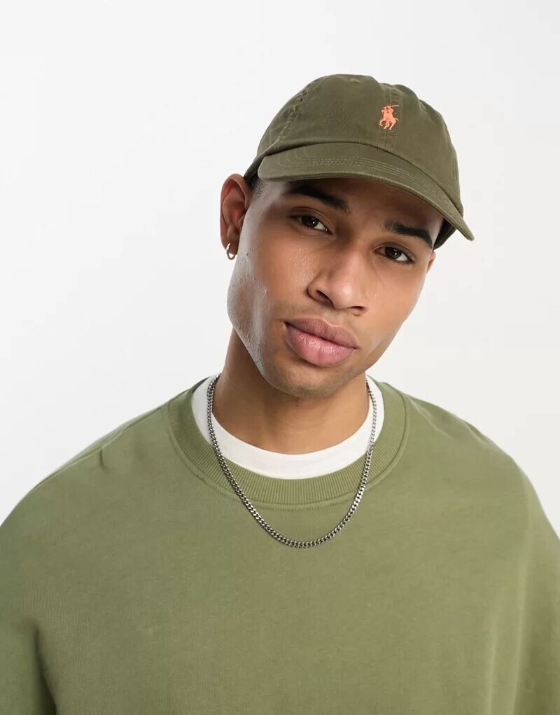 

Оливково-зеленая кепка Polo Ralph Lauren с логотипом в виде пони