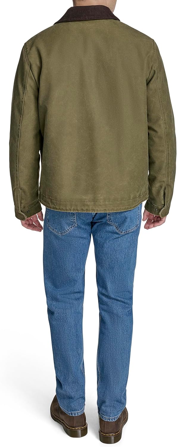 Мужская хлопковая куртка Levi's Depot с вельветовым воротником, Light Olive Wax Look — фото 4