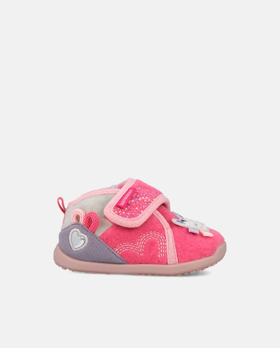 

Домашние тапочки для девочки из ткани на липучке Biomecanics, розовый