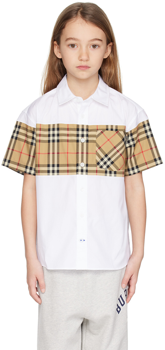 

Детская рубашка в клетку со вставками Burberry