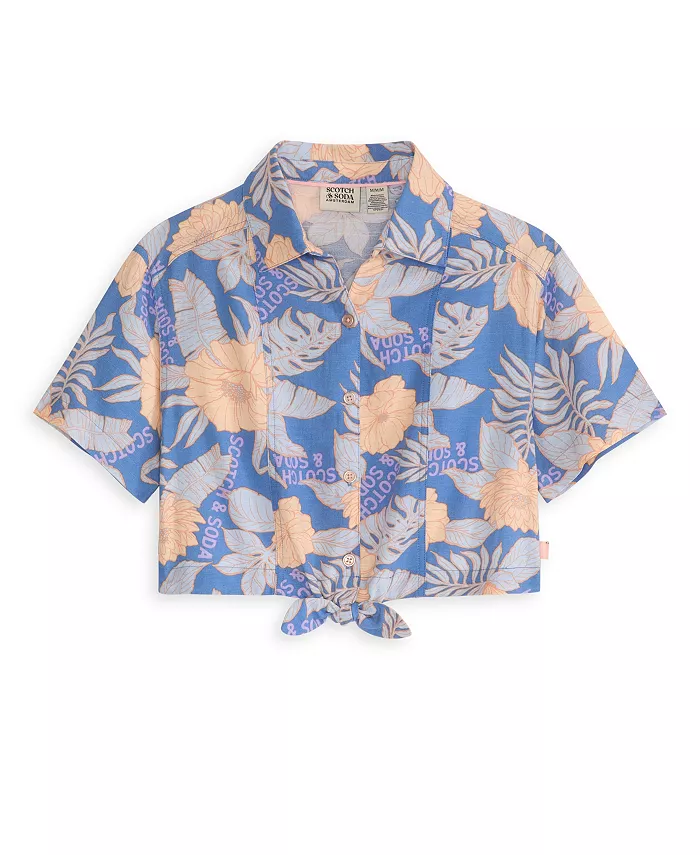 

Блуза с коротким рукавом и застежкой спереди для девочек постарше SCOTCH & SODA