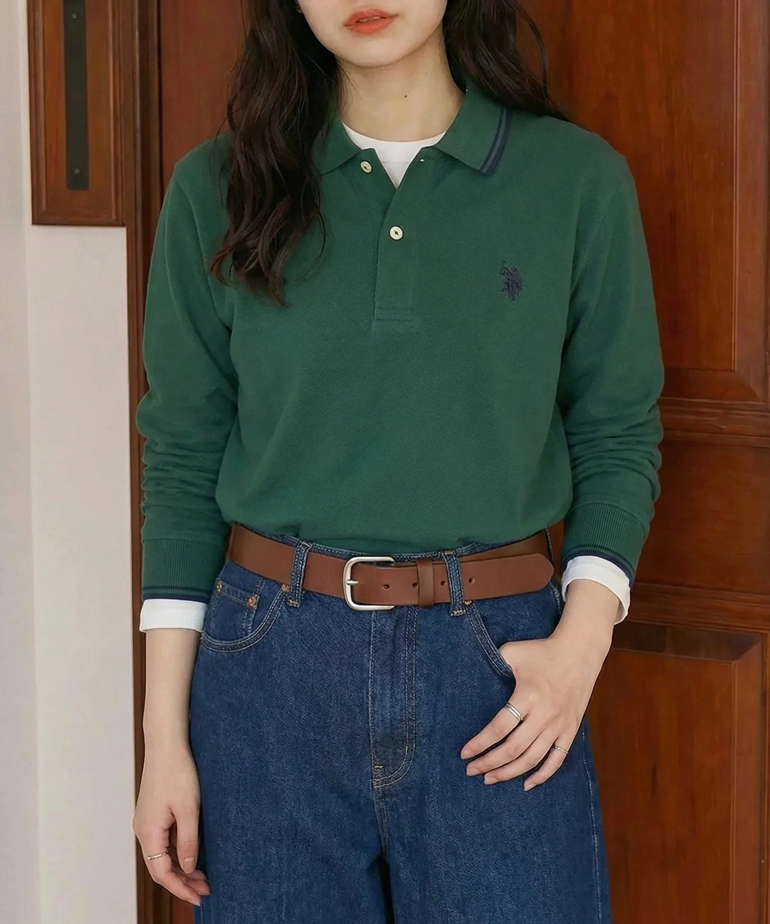 Футболка-поло с длинным рукавом US POLO ASSN./Tipline, унисекс. U.S. Polo Assn., GRN — фото 2
