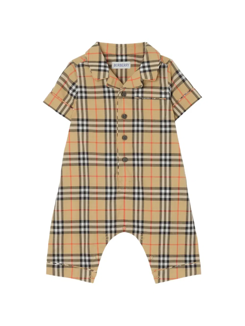 Хлопковый комбинезон в клетку Burberry Kids, нейтральный