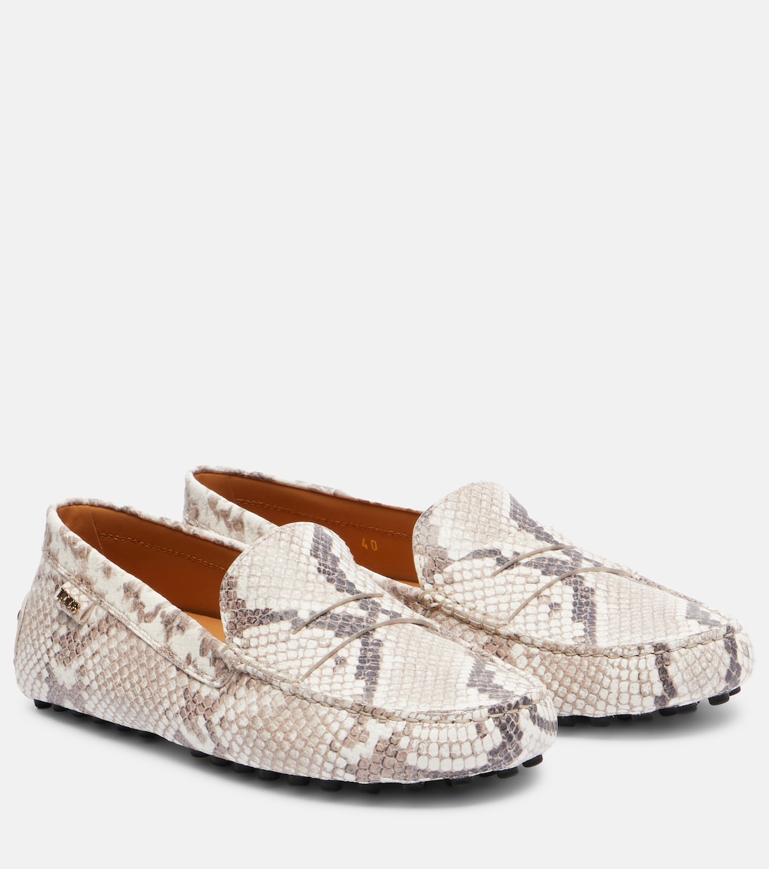 Туфли Gommino из кожи с эффектом змеиной кожи для вождения Tod's, Roccia