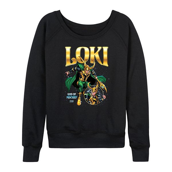 

Женская футболка с длинным рукавом Loki god of mischief из френч терри Marvel