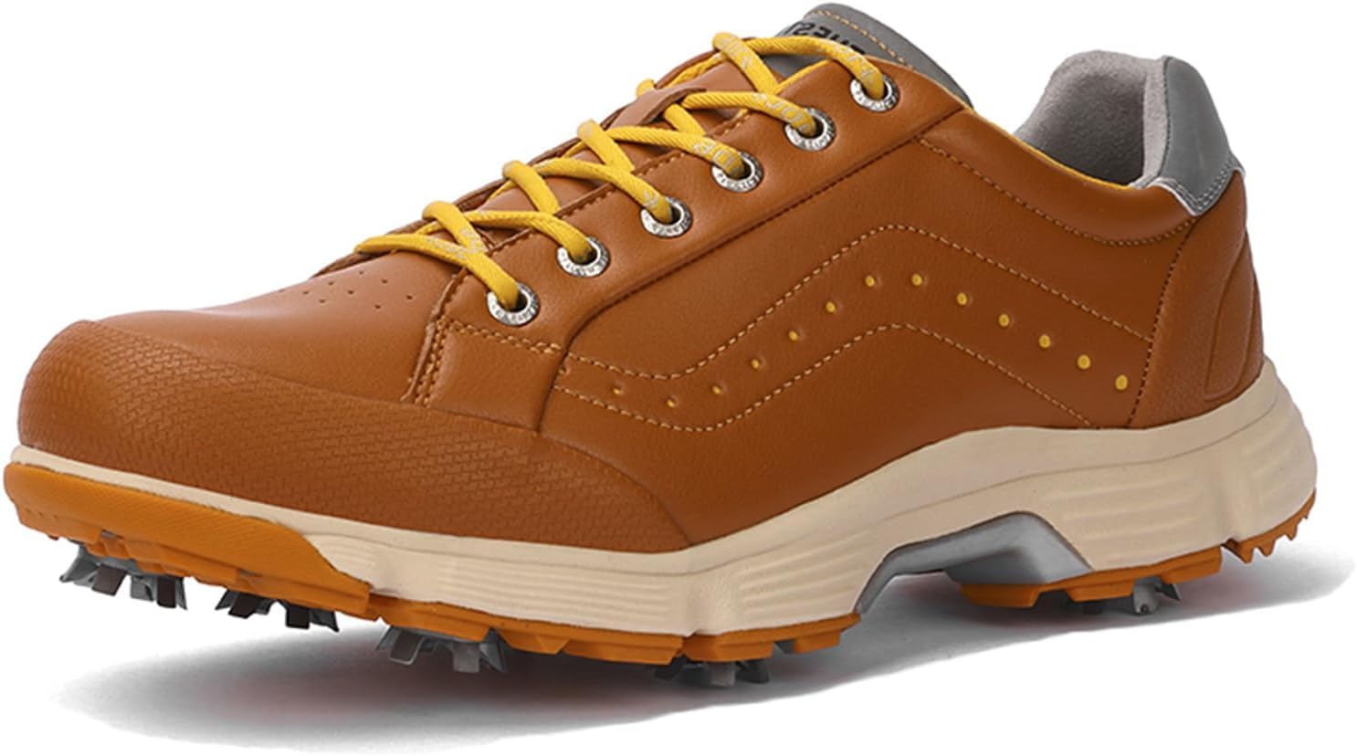 

Мужские гольф-кроссовки с шипами на шнуровке, профессиональные гольф-сникеры, противоскользящие, удобные спортивные кроссовки для мужчин Omcam, коричневый