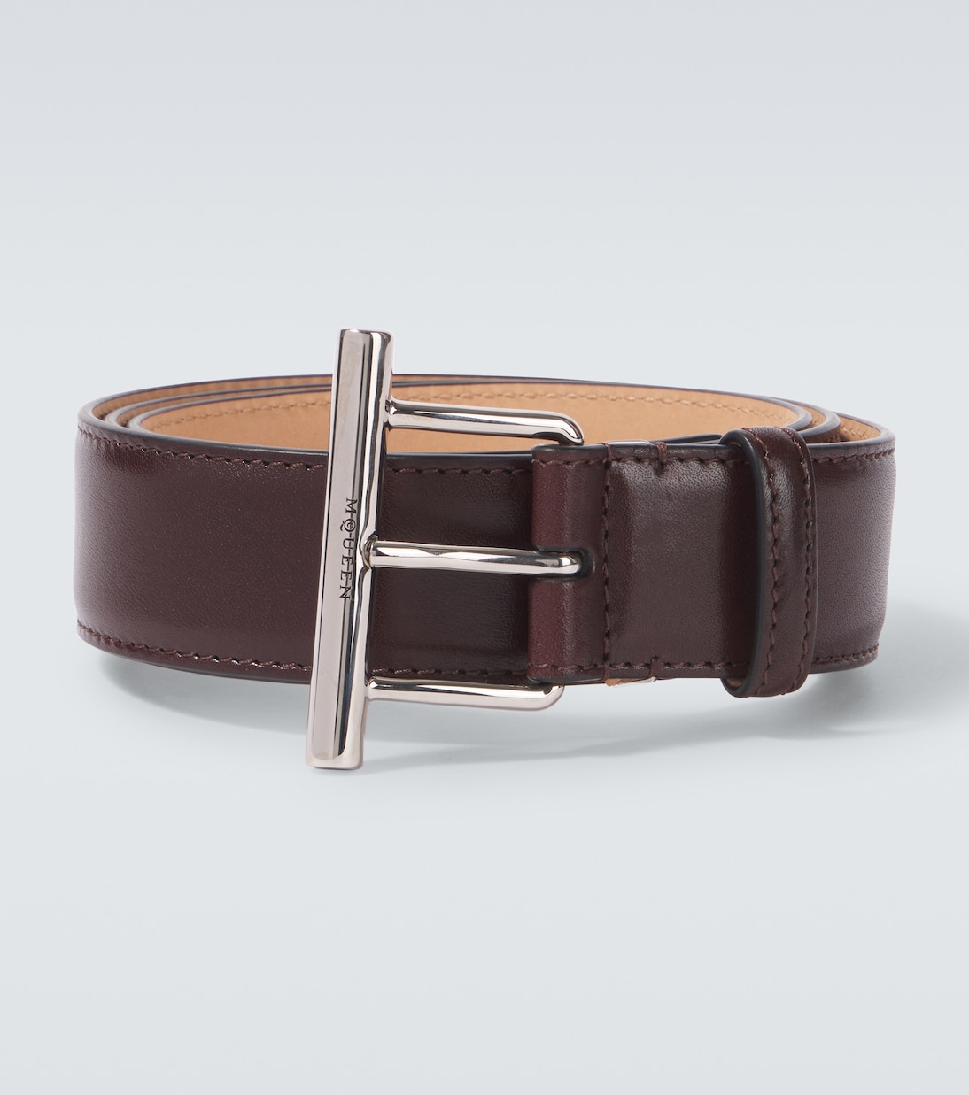 

Кожаный ремень McQueen, Dark Brown-Silver