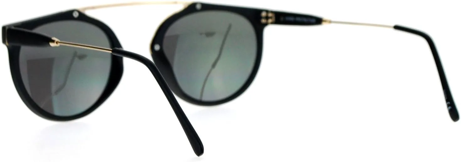 

Солнцезащитные очки-авиаторы с изогнутой перемычкой и круглыми линзами, уникальный модный дизайн, зеркальные линзы JuicyOrange, Matte Black (Yellow Mirror)