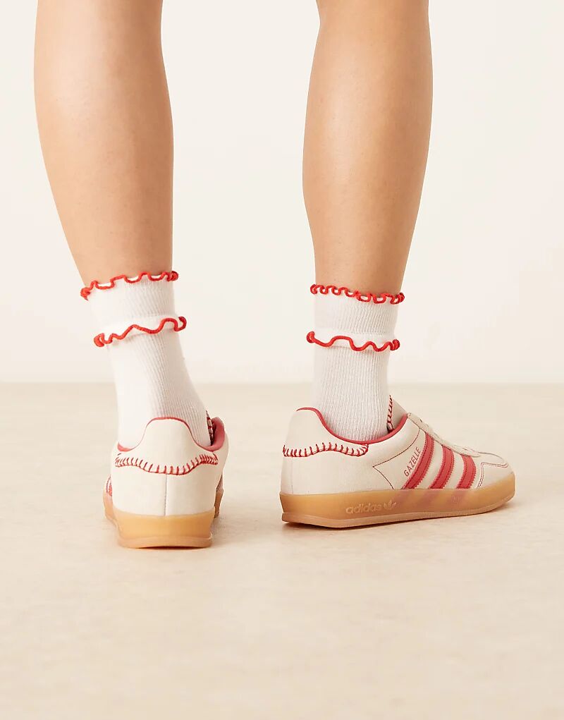Кроссовки adidas Originals Gazelle Indoor кремового и красного цветов — фото 3