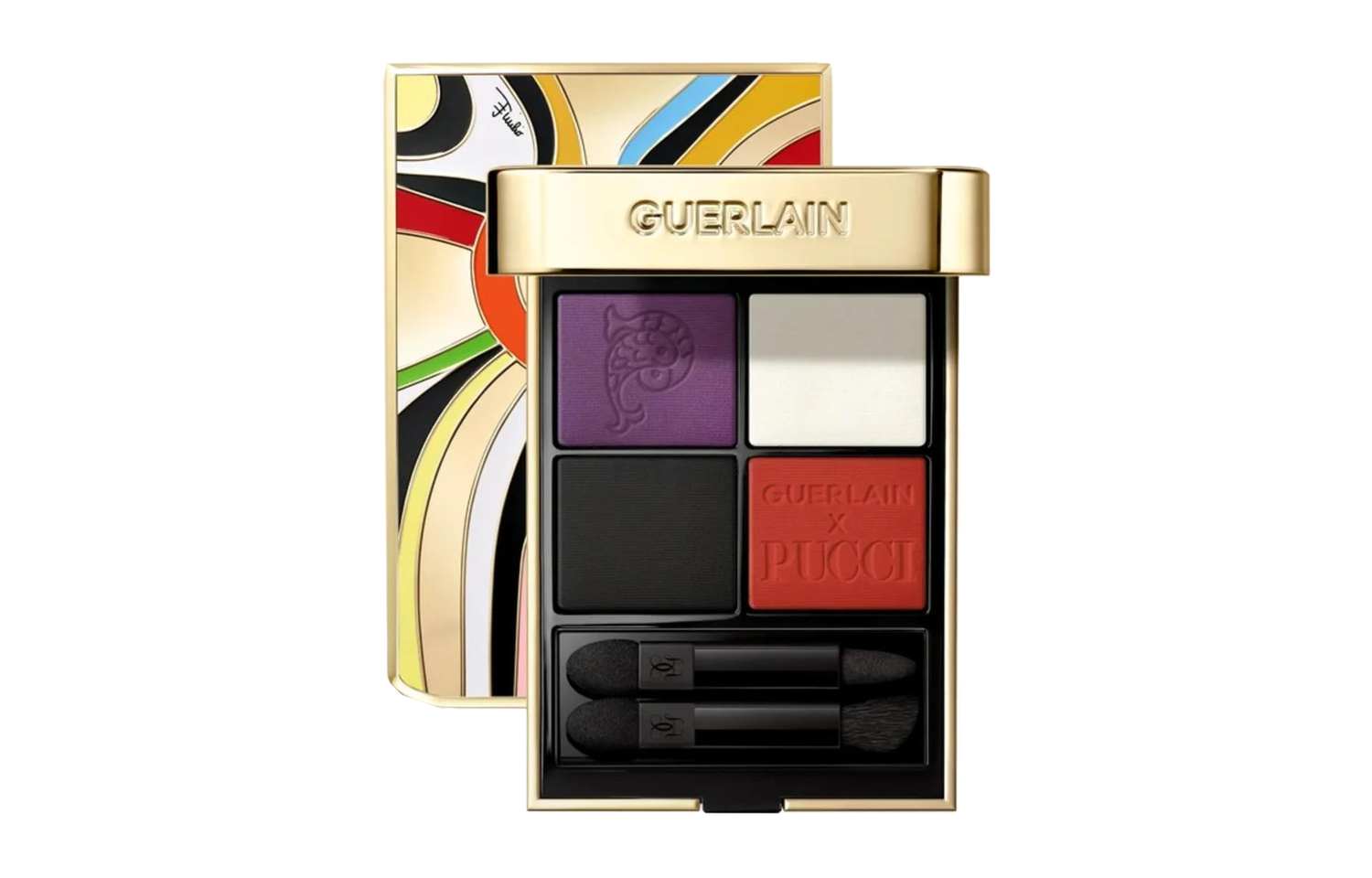 JIAOLAN x PUCCI Puki коллекционное издание позолоченные тени для век в 4 оттенках легко растушевываются подчеркивают глаза #045 Marmo Vibe GUERLAIN — фото 3