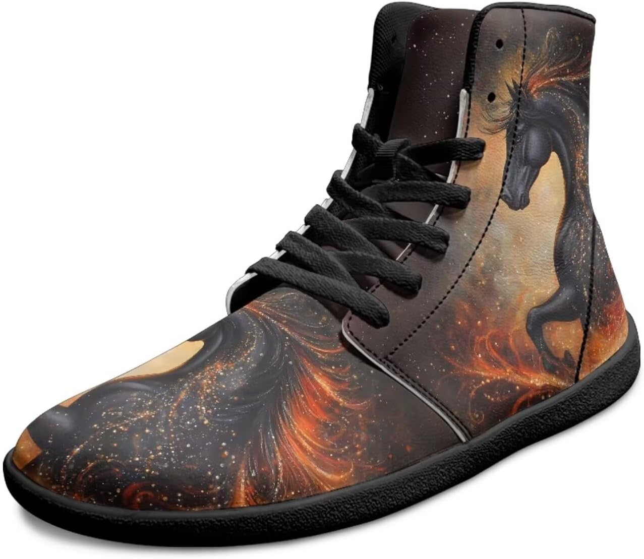 

Высокие мужские кроссовки для ходьбы босиком, противоскользящие, на шнуровке, с широким носком, повседневные, дышащие, для ходьбы и тренировок Xixirimido, Horse Flame