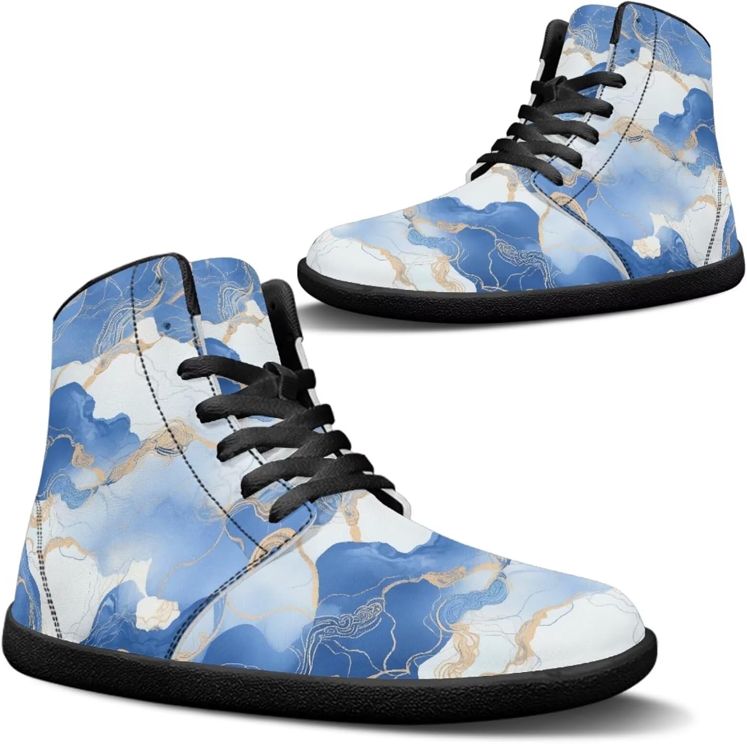 

Мужские кожаные туфли Jeiento с мраморным рисунком, обувь для босоногой ходьбы, минималистичные кроссовки с широкой носочной частью, беговые кроссовки с нулевым перепадом, синий