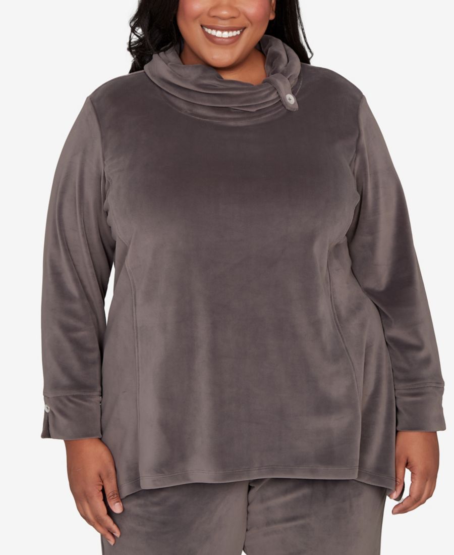 

Топ с воротником-хомутом Calm Luxy больших размеров Alfred Dunner, Slate