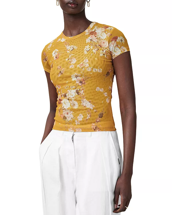 

Футболка Ellie из сетчатой ткани Allsaints, желтый