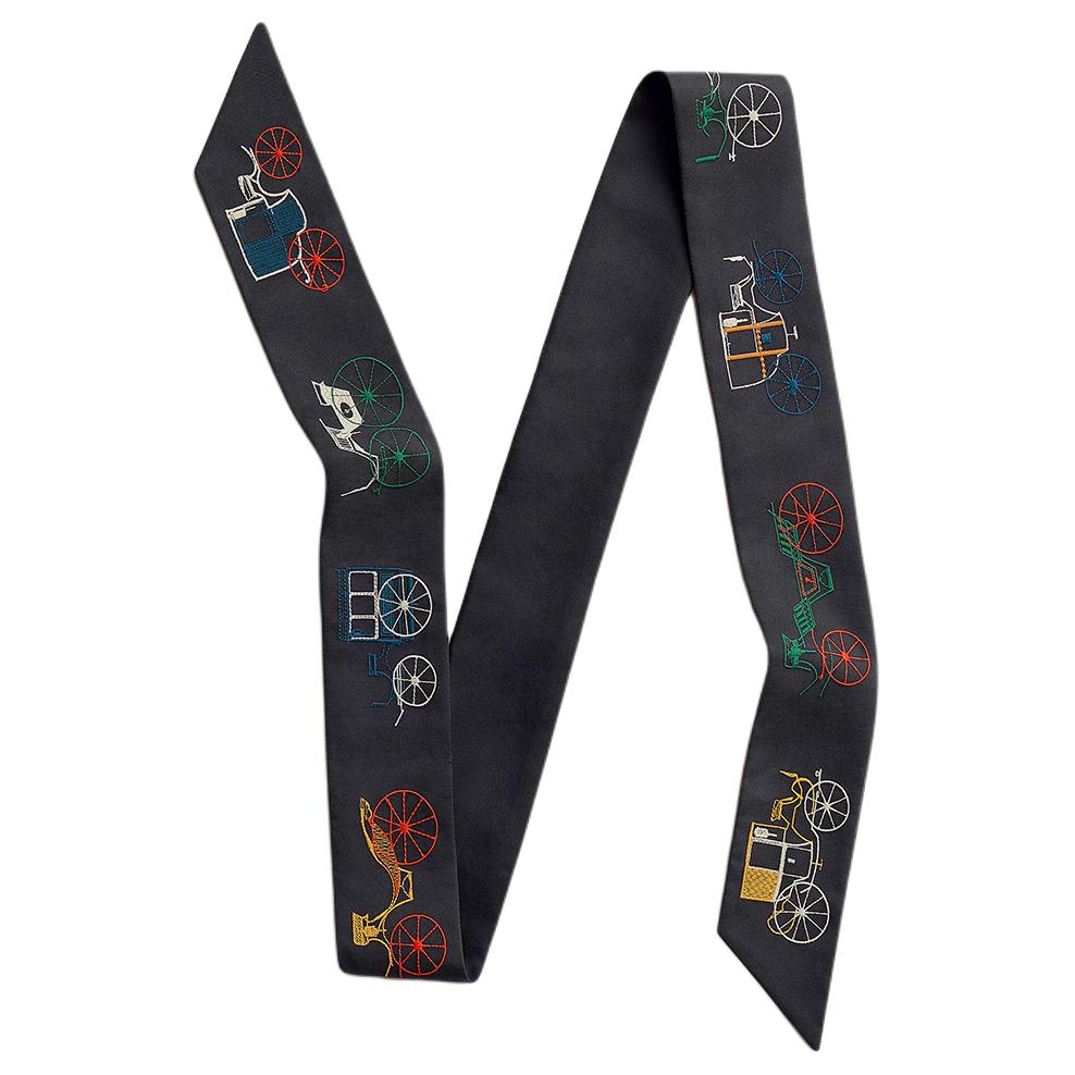 

Шелковый платок унисекс темно-синий HERMES