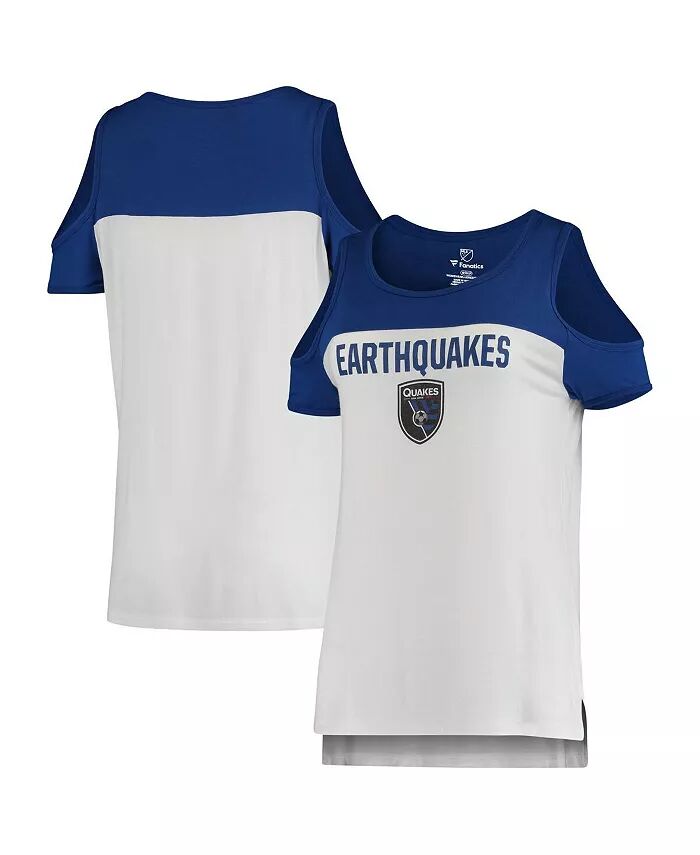 

Женская белая футболка San Jose Earthquakes Iconic Pure Dedication с открытыми плечами Fanatics