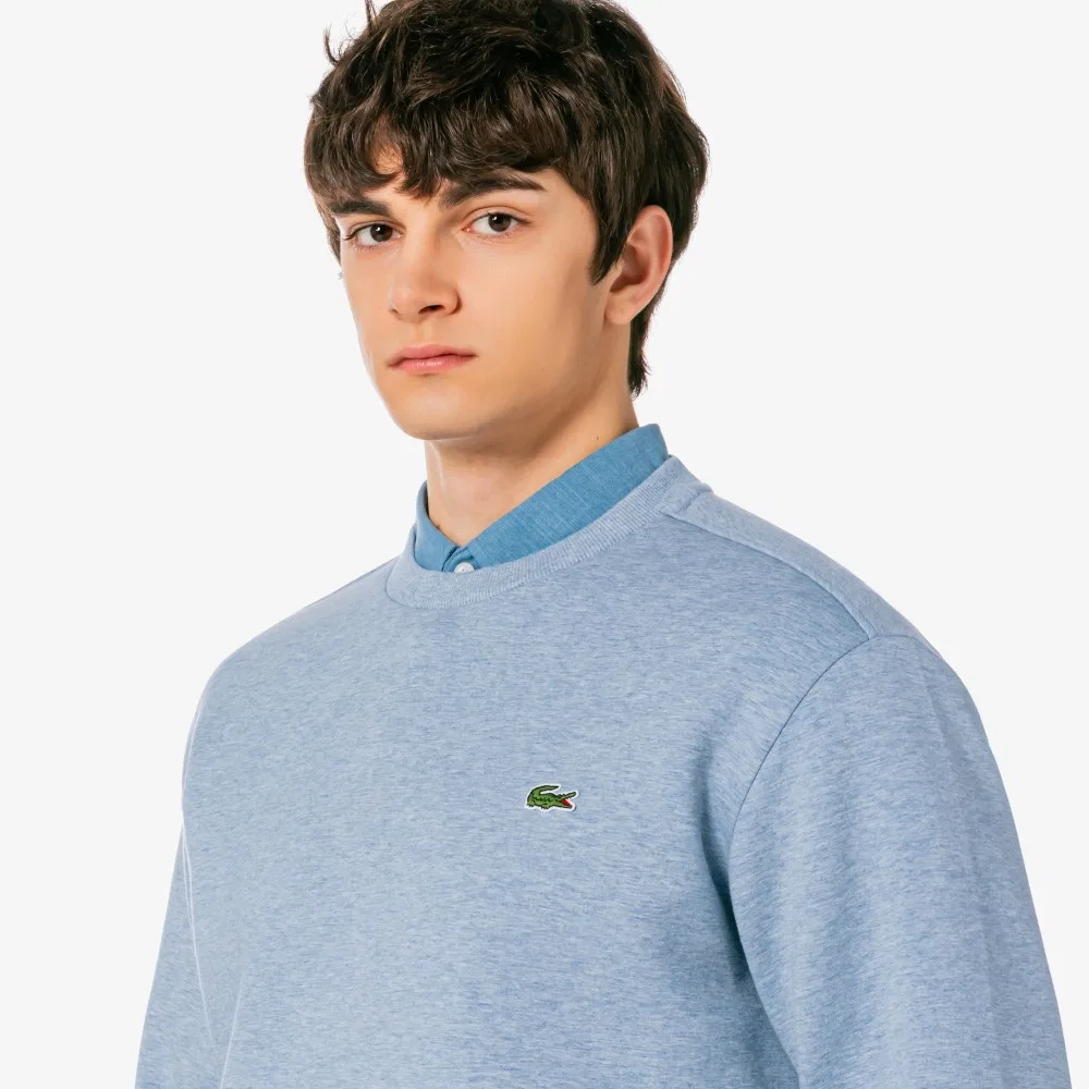 Мужской базовый свитшот Lacoste Double Face с круглым вырезом, серо-голубой — фото 2